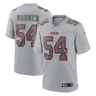 mens nike fred warner gray san francisco 49ers atmosphere f